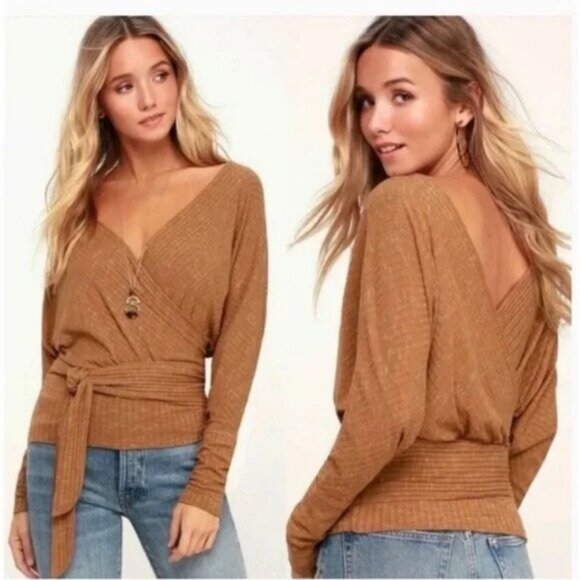 Free People We The Free East Coast Wrap Sweater In Moroccan Spice Size Small - Picture 1 of 6